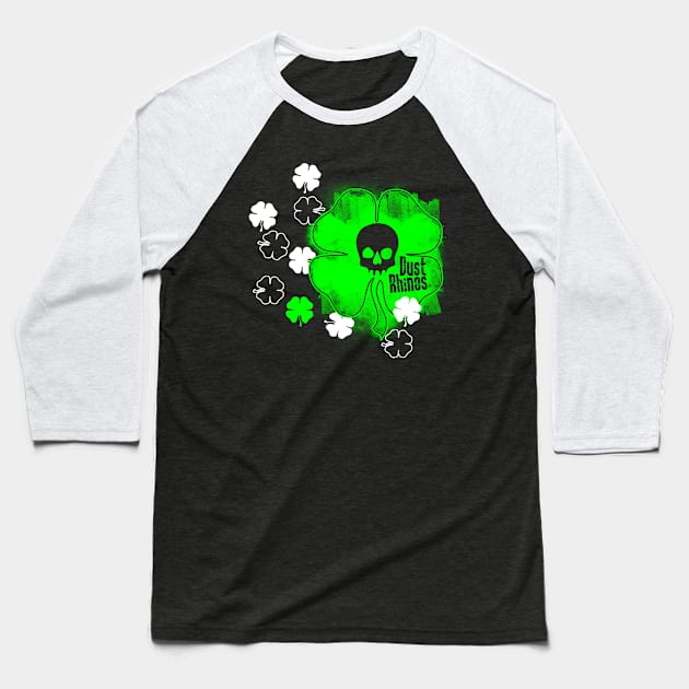 DR Skull and Shamrock Green Baseball T-Shirt by Dust Rhinos Swag Store